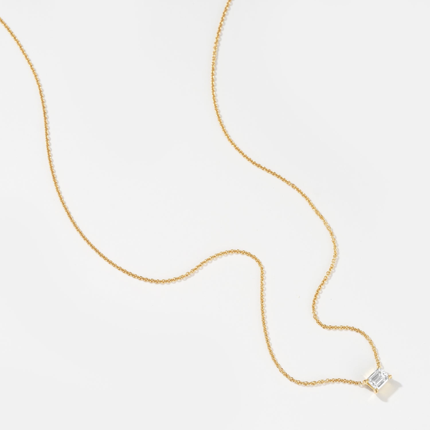 Diamond Baguette solid gold fine necklace. Available in 9ct or 18ct solid gold.